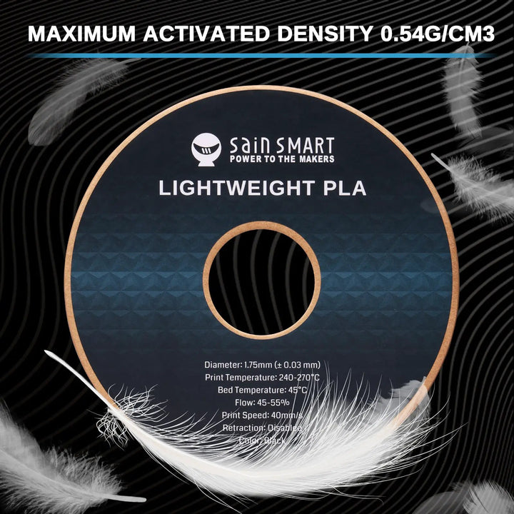 LW-PLA Filament, 1.75mm, Black & White, 1KG, Lightweight Low-Density Active Foaming PLA for 3D Print RC Planes Drone Parts by SainSmart.com