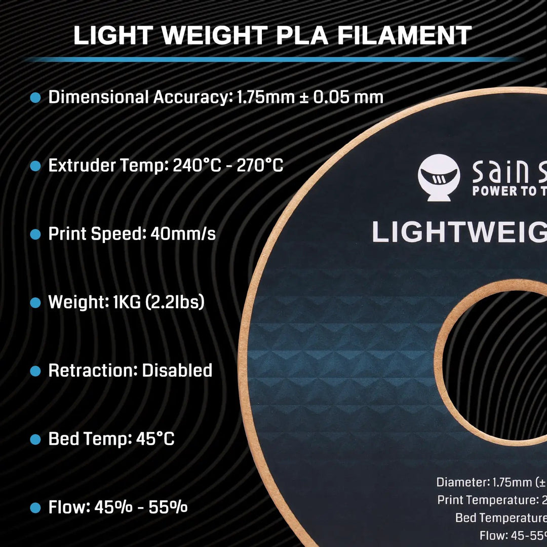 LW-PLA Filament, 1.75mm, Black & White, 1KG, Lightweight Low-Density Active Foaming PLA for 3D Print RC Planes Drone Parts by SainSmart.com