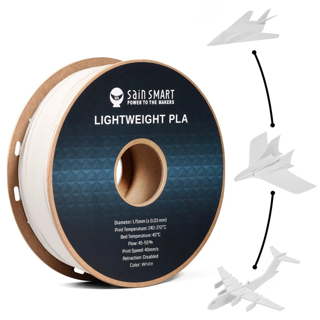 LW-PLA Filament, 1.75mm, Black & White, 1KG, Lightweight Low-Density Active Foaming PLA for 3D Print RC Planes Drone Parts by SainSmart.com