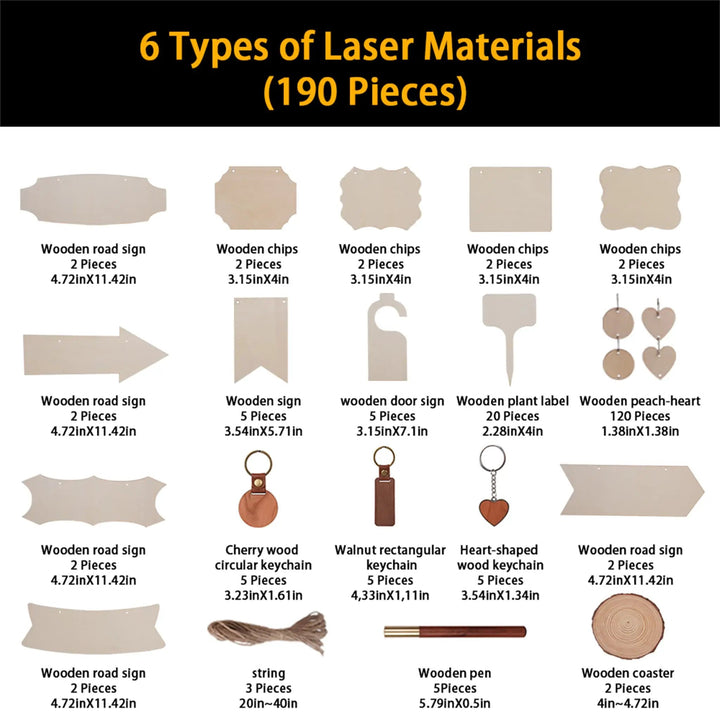 Wood Material Package Material Kit (190 pcs) by LaserPecker