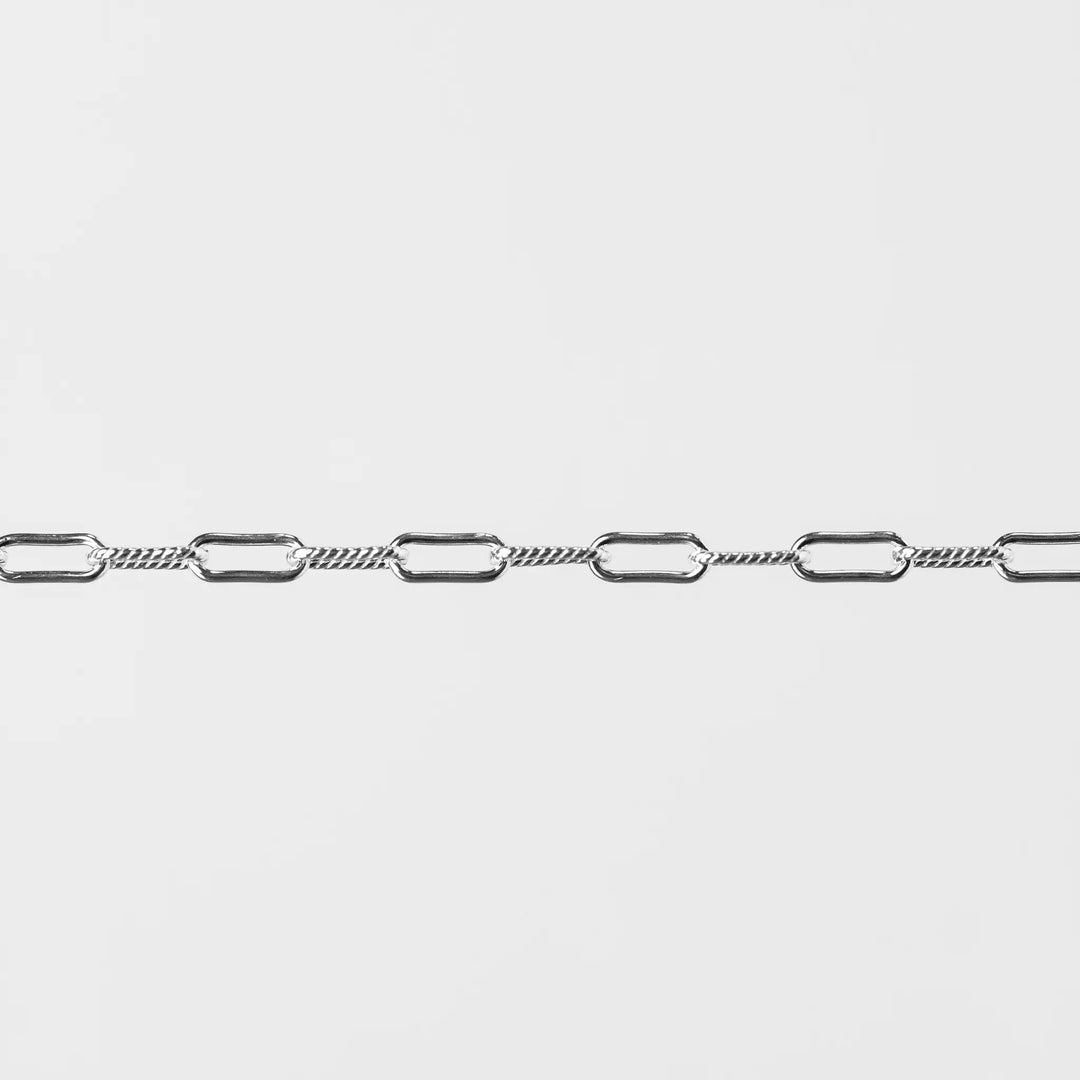Leah Permanent Jewelry Chain, Cable Design, Alternating Smooth and Oval Links, Available in Silver by Sunstone Welders
