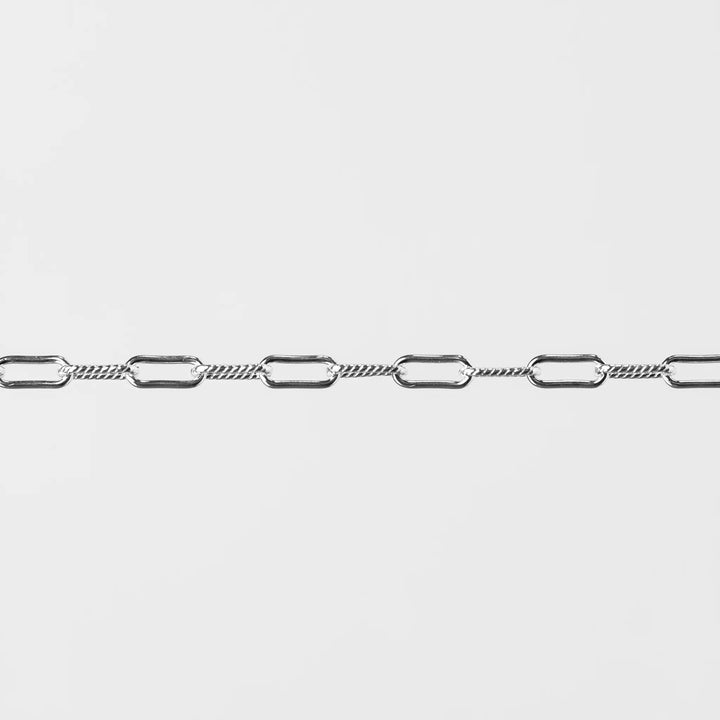 Leah Permanent Jewelry Chain, Cable Design, Alternating Smooth and Oval Links, Available in Silver by Sunstone Welders