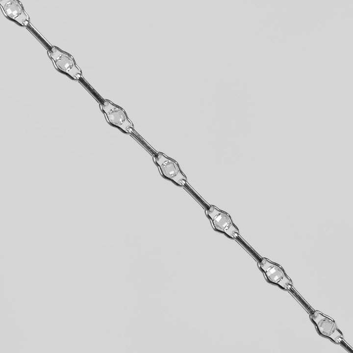 Linda Permanent Jewelry Chain, Round Faceted CZ with Long Links, Available in Sterling Silver by Sunstone Welders