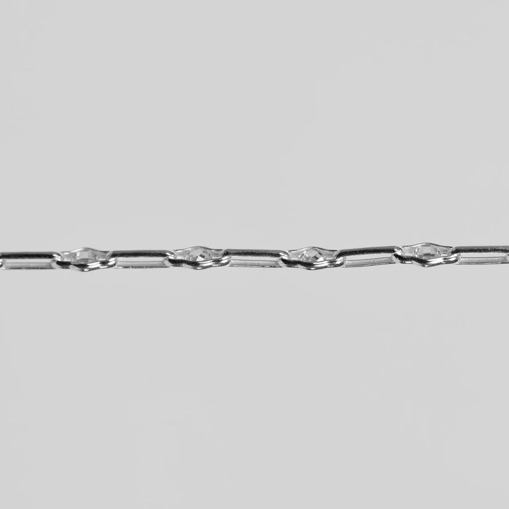 Linda Permanent Jewelry Chain, Round Faceted CZ with Long Links, Available in Sterling Silver by Sunstone Welders