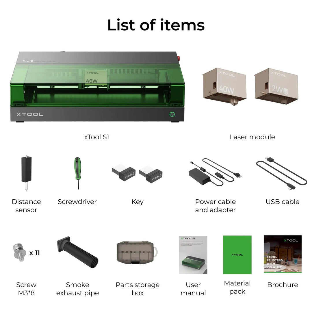 xTool S1 + 1064nm IR Laser Kit: Enclosed Diode Laser Engraver & Cutter by xTool