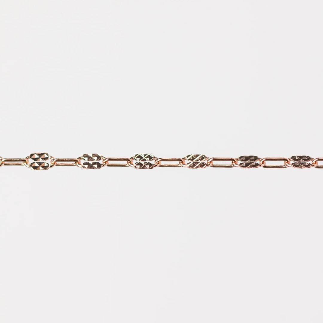 Megan Permanent Jewelry Chain, Alternating Paperclip Shiny Square Texture Links, Available in Sterling Silver and Gold Filled by Sunstone Welders