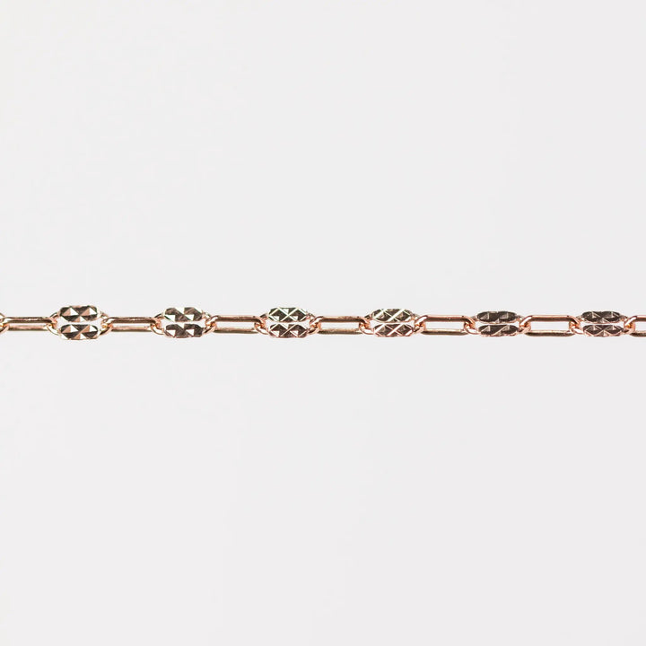 Megan Permanent Jewelry Chain, Alternating Paperclip Shiny Square Texture Links, Available in Sterling Silver and Gold Filled by Sunstone Welders