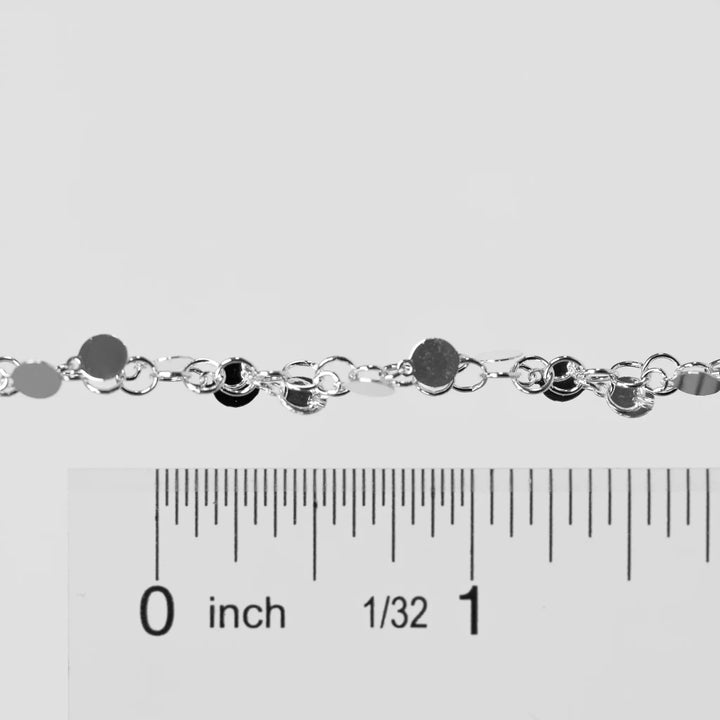 Melody Permanent Jewelry Chain, Round Rolo Links with 4mm Hanging Discs, Available in Sterling Silver by Sunstone Welders