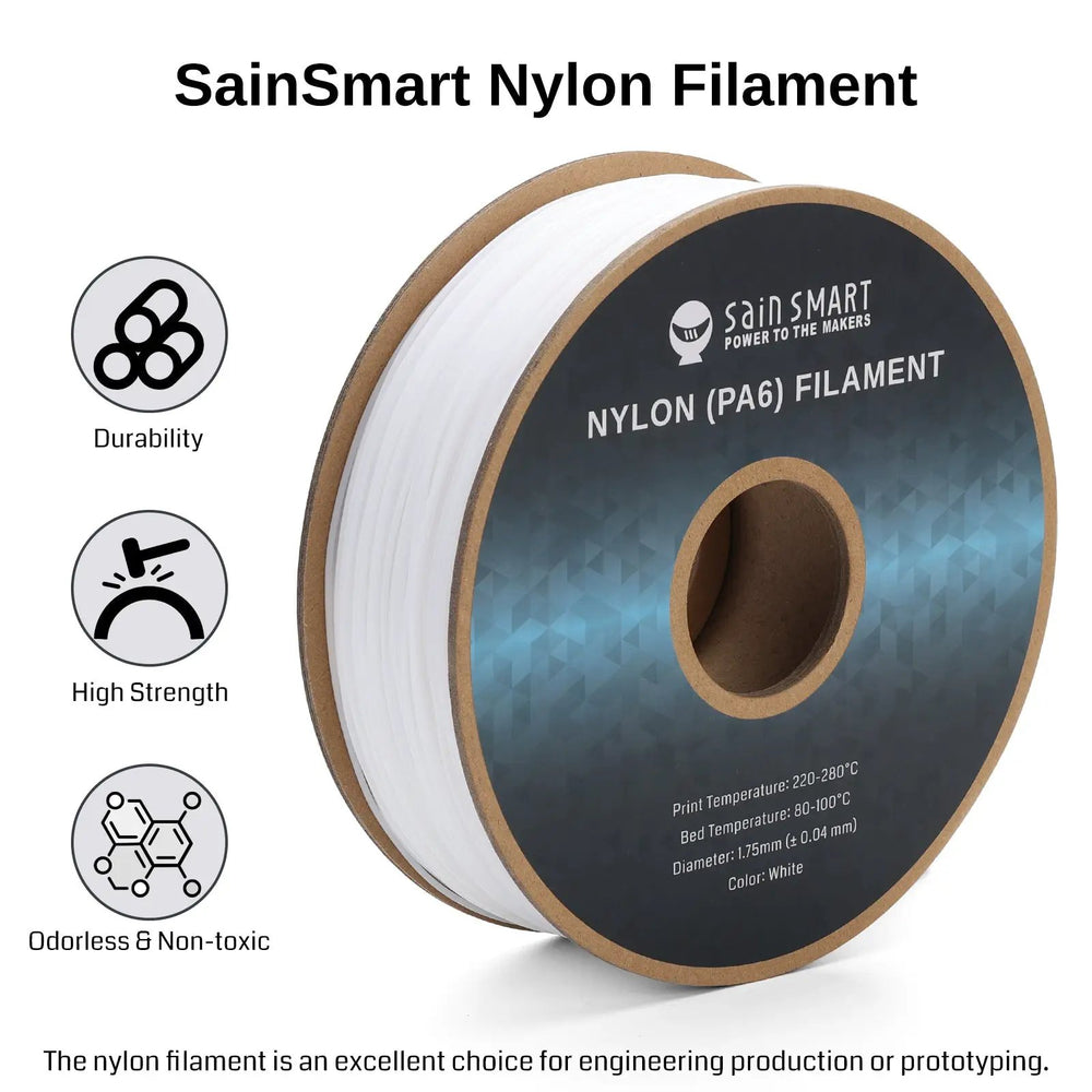 PA6 Nylon Filament 1.75mm, 1kg, Accuracy +/- 0.04 mm by SainSmart.com