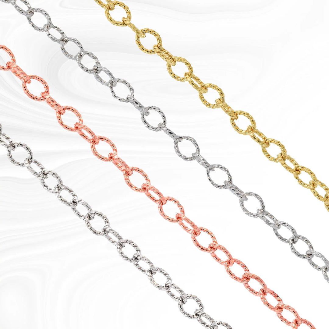 Ruby Permanent Jewelry Chain, Cable Design, Large Open Links, Available in Gold Options and Silver by Sunstone Welders