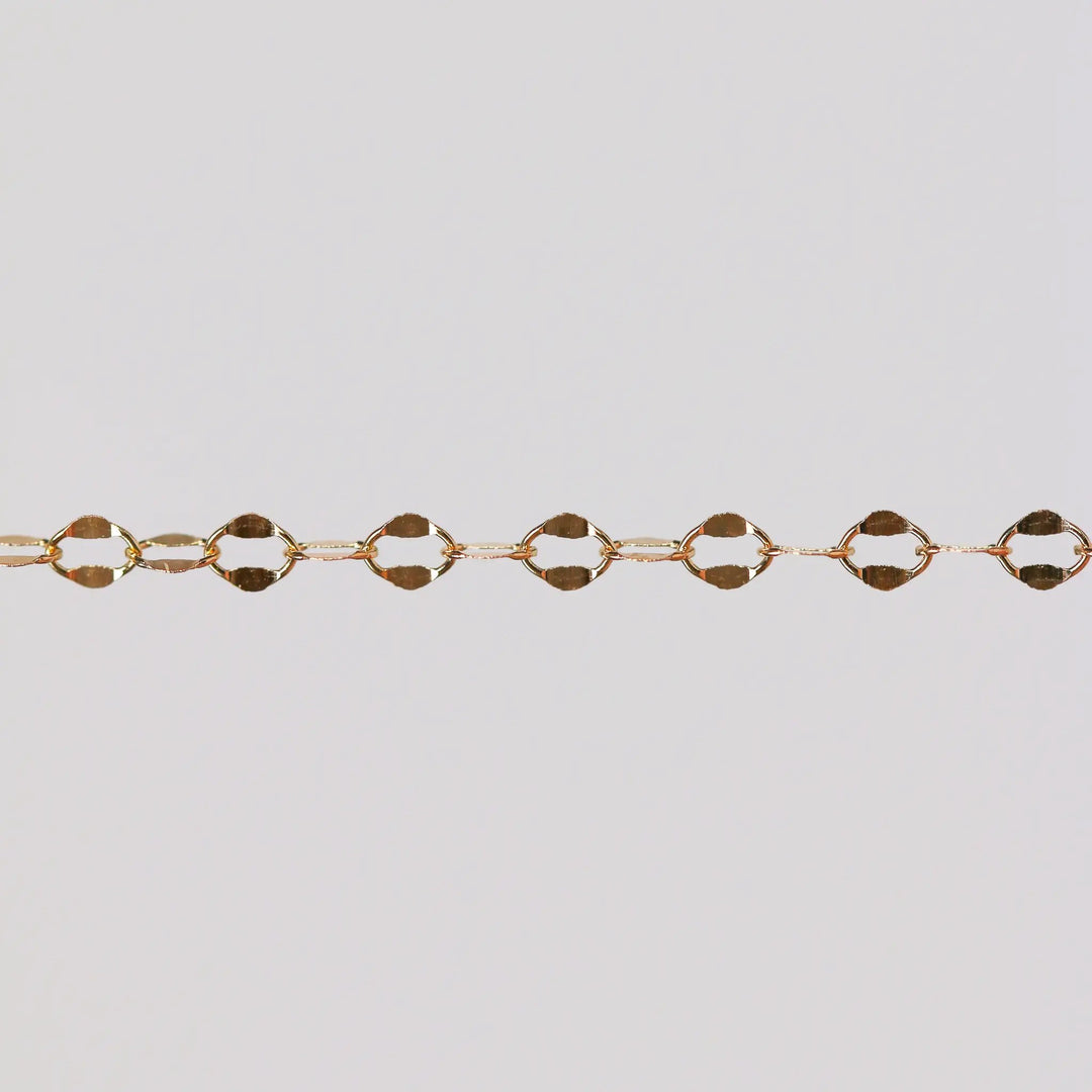 Robyn Permanent Jewelry Chain, Dapped Cable Design, Oval Links, Available in Gold Options by Sunstone Welders