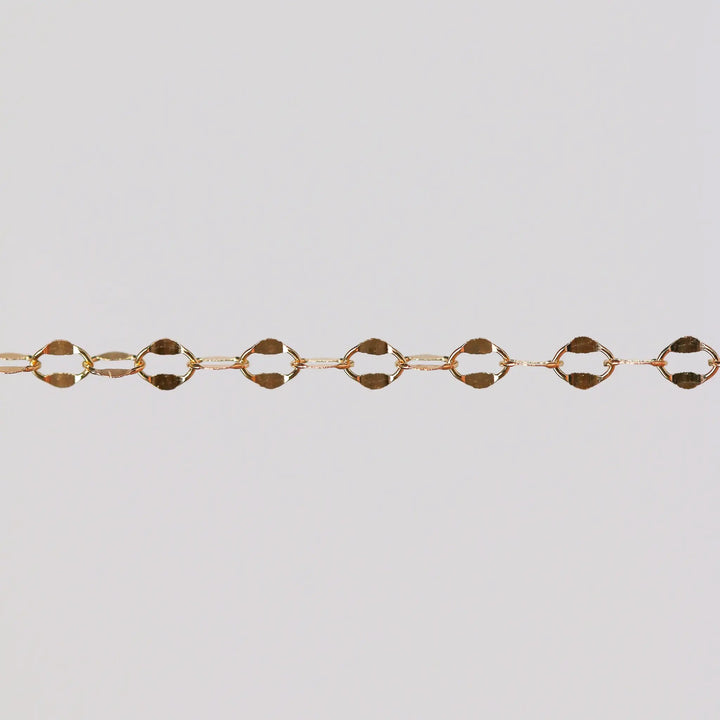 Robyn Permanent Jewelry Chain, Dapped Cable Design, Oval Links, Available in Gold Options by Sunstone Welders