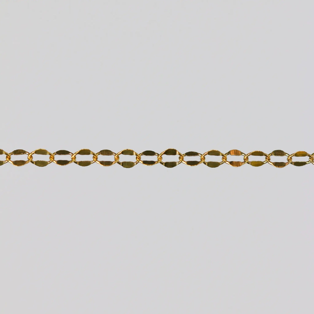 Robyn Permanent Jewelry Chain, Dapped Cable Design, Oval Links, Available in Gold Options by Sunstone Welders