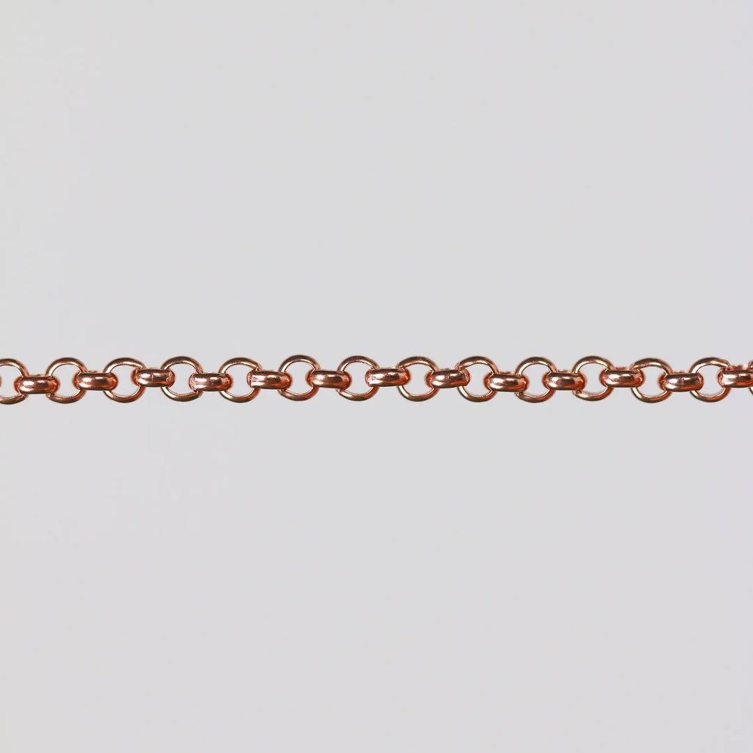 Nicole Permanent Jewelry Chain, Rolo Design, Uniform Round Links, Available in Gold Filled and Silver by Sunstone Welders