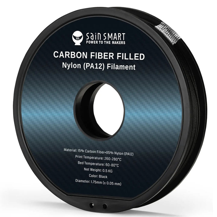 ePA12-CF 1.75mm Carbon Fiber Nylon Filament, 0.5kg, Accuracy +/- 0.05 mm, Black by SainSmart.com