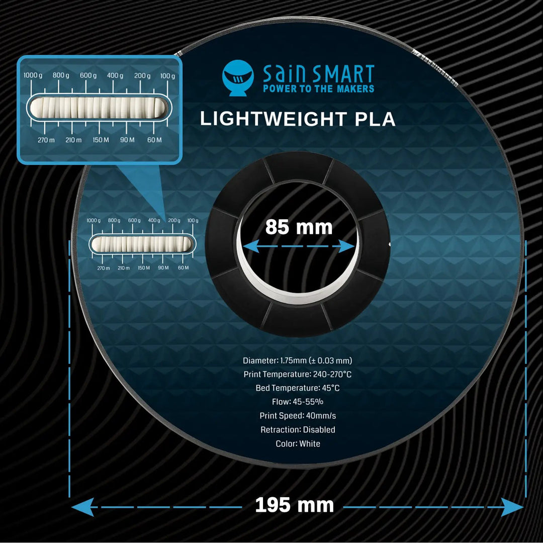 LW-PLA Filament, 1.75mm, Black & White, 1KG, Lightweight Low-Density Active Foaming PLA for 3D Print RC Planes Drone Parts by SainSmart.com