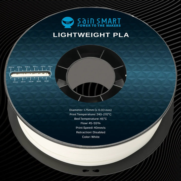 LW-PLA Filament, 1.75mm, Black & White, 1KG, Lightweight Low-Density Active Foaming PLA for 3D Print RC Planes Drone Parts by SainSmart.com