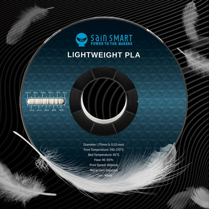 LW-PLA Filament, 1.75mm, Black & White, 1KG, Lightweight Low-Density Active Foaming PLA for 3D Print RC Planes Drone Parts by SainSmart.com