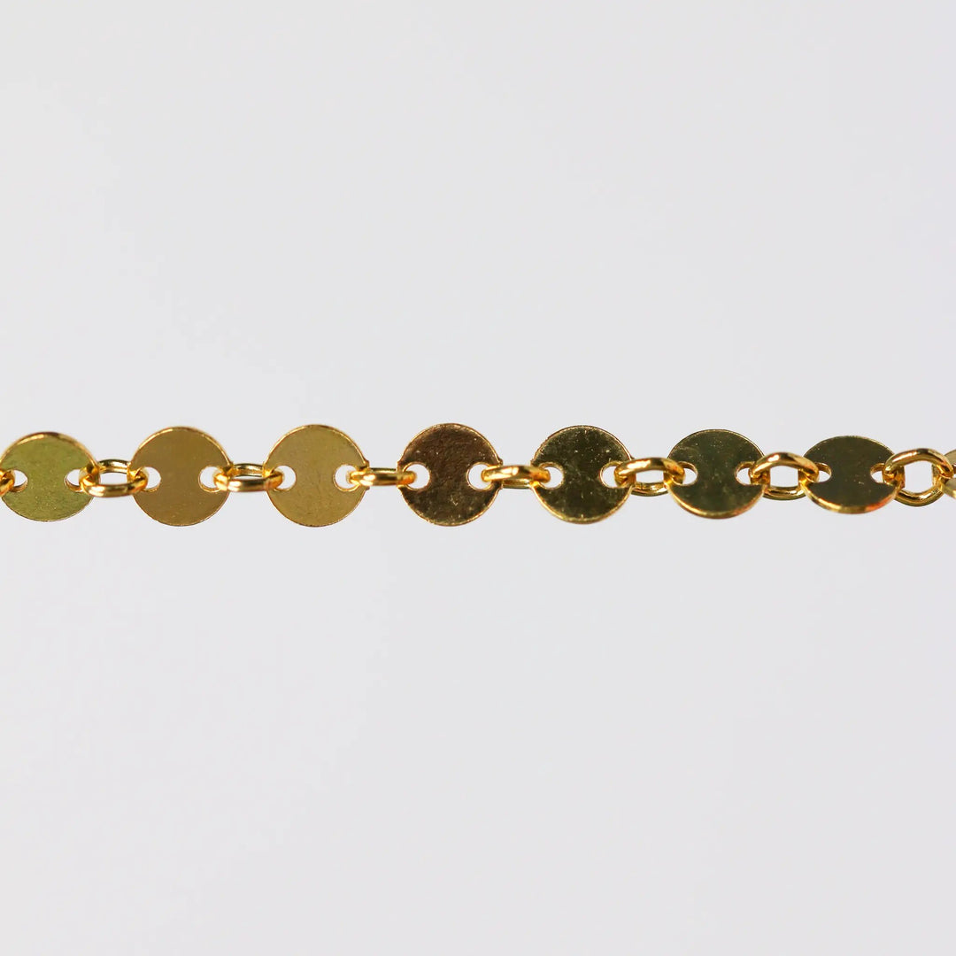 Shaylee Permanent Jewelry Chain, Disk Design, Small Round Links, Available in Gold Filled and Silver by Sunstone Welders