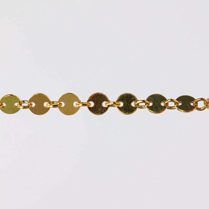 Shaylee Permanent Jewelry Chain, Disk Design, Small Round Links, Available in Gold Filled and Silver by Sunstone Welders