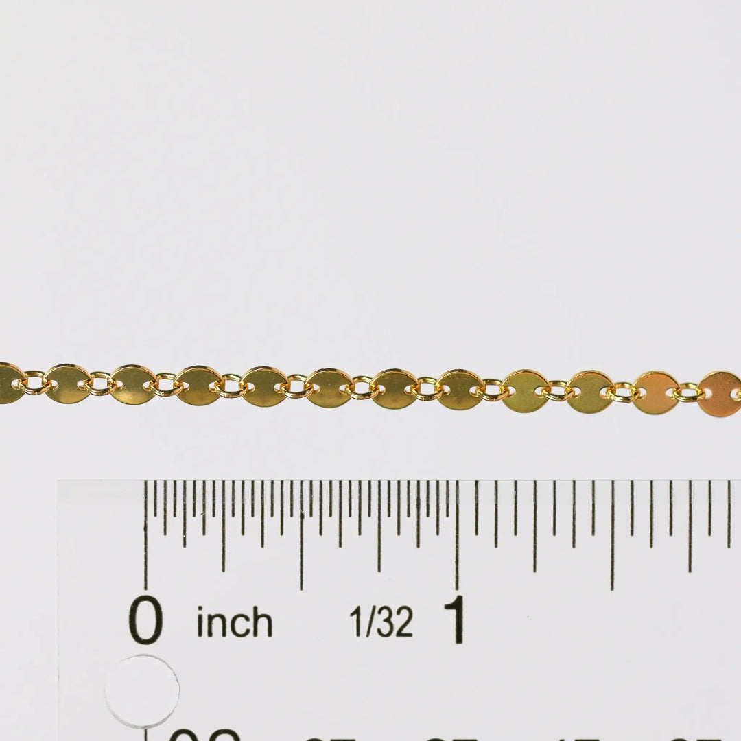 Shaylee Permanent Jewelry Chain, Disk Design, Small Round Links, Available in Gold Filled and Silver by Sunstone Welders