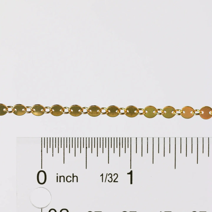Shaylee Permanent Jewelry Chain, Disk Design, Small Round Links, Available in Gold Filled and Silver by Sunstone Welders