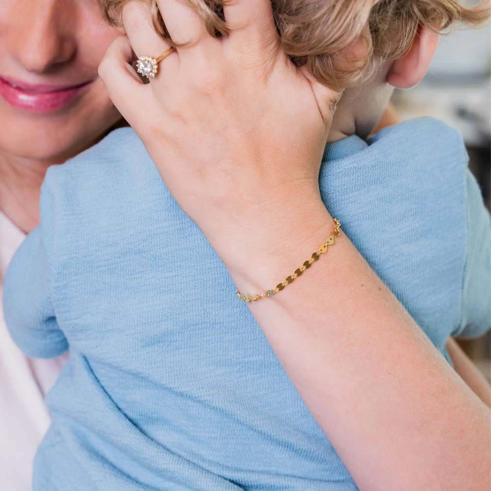 Shaylee Permanent Jewelry Chain, Disk Design, Small Round Links, Available in Gold Filled and Silver by Sunstone Welders