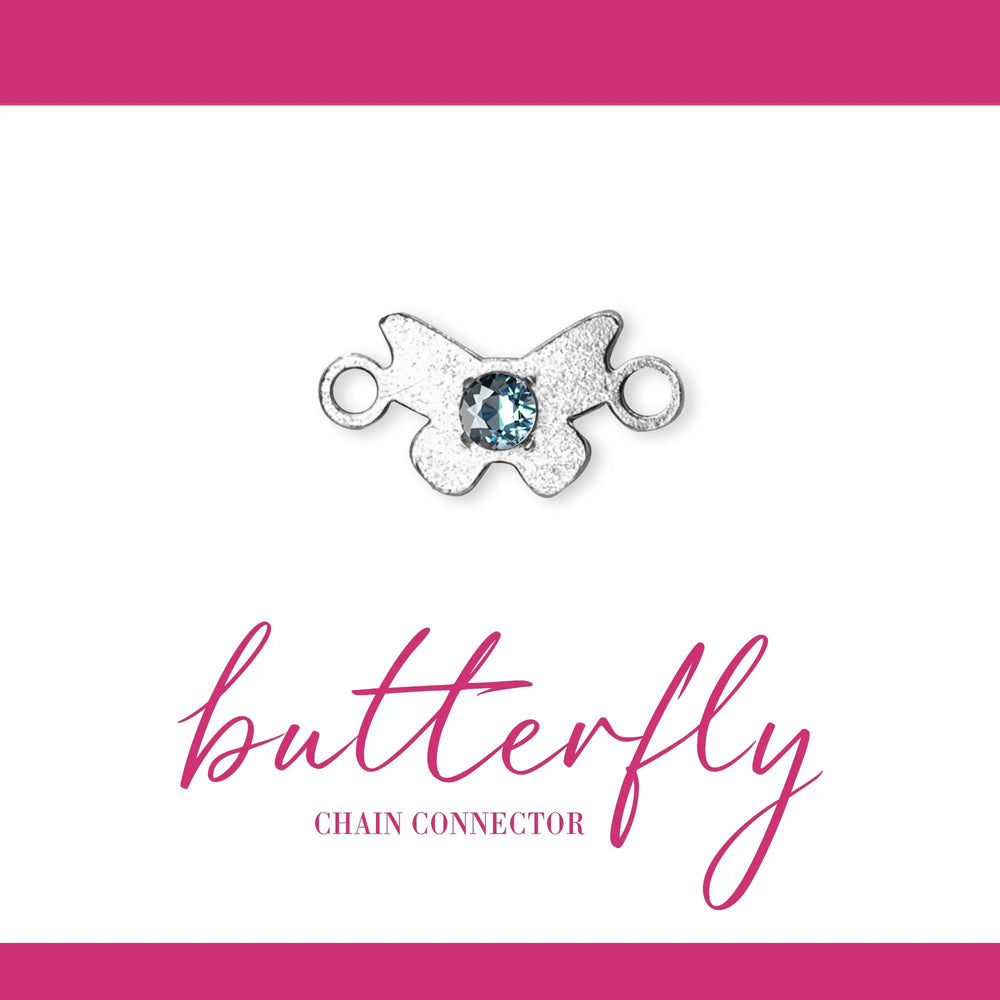 Butterfly Connector | Sterling Silver | 8.7mm | White Gemstone | 4pk by Sunstone Welders