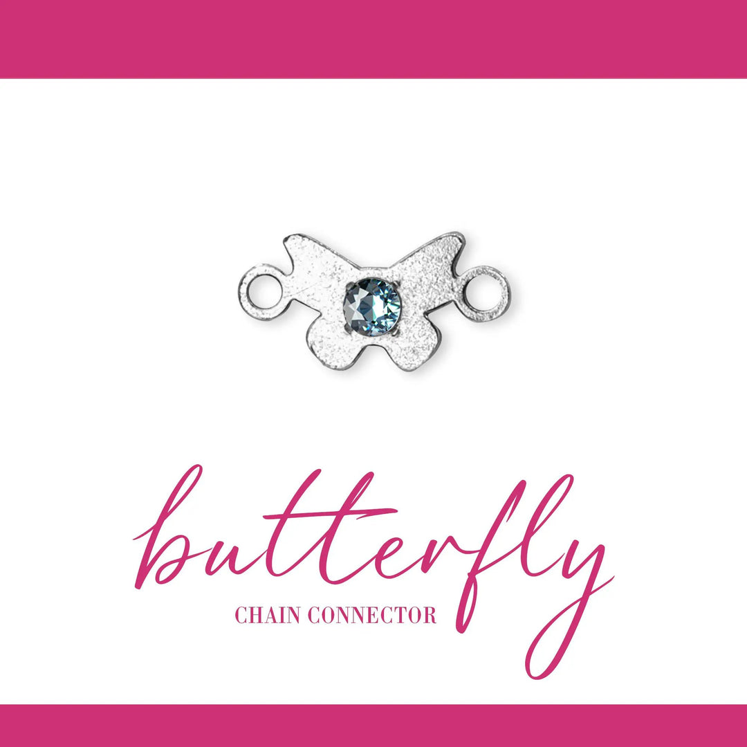 Butterfly Connector | Sterling Silver | 8.7mm | White Gemstone | 4pk by Sunstone Welders