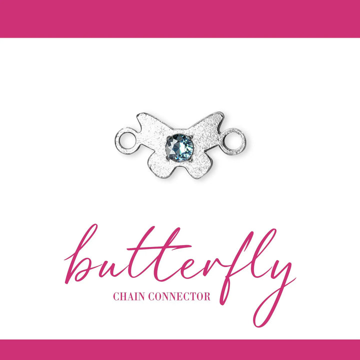 Butterfly Connector | Sterling Silver | 8.7mm | White Gemstone | 4pk by Sunstone Welders