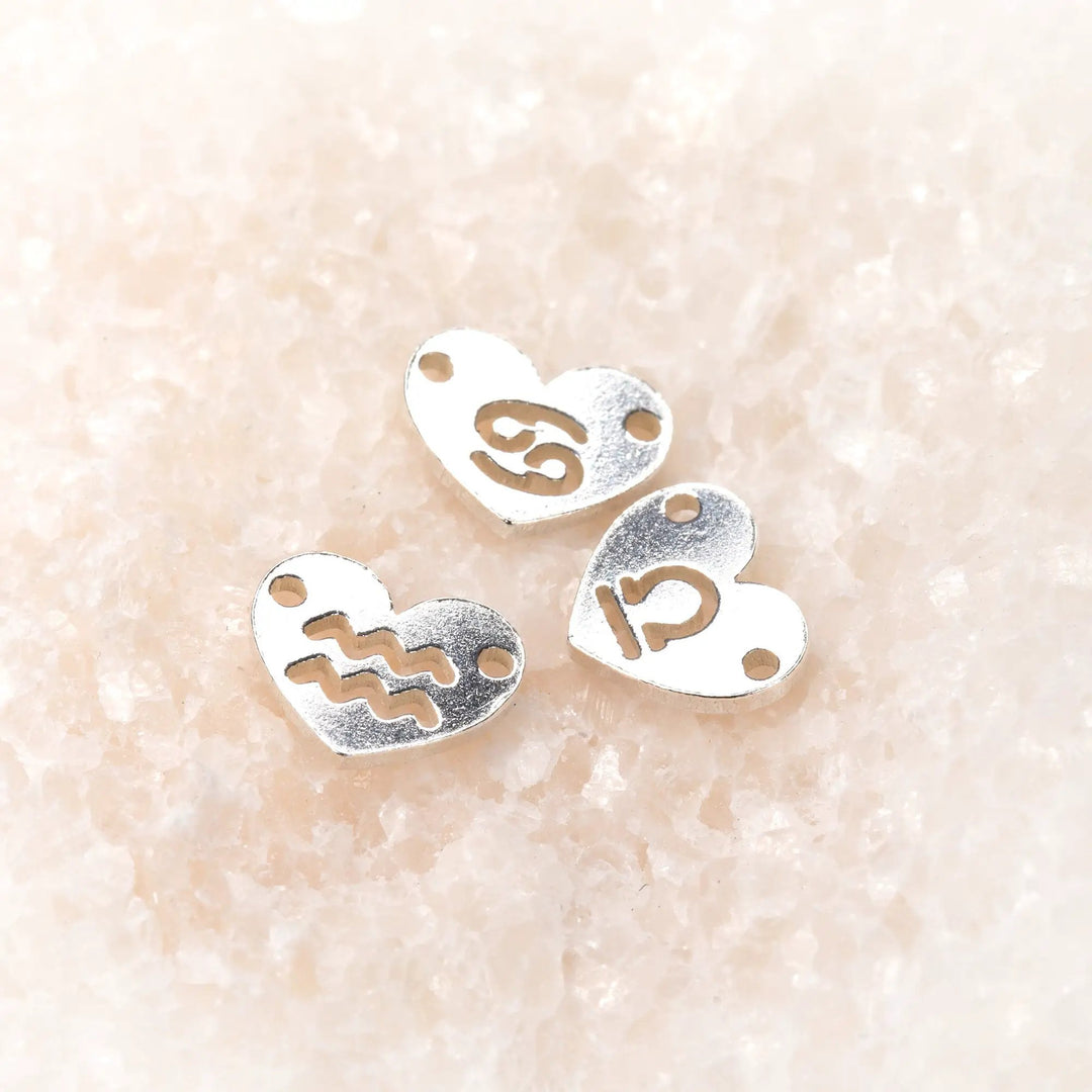 Zodiac Heart Connectors | 7.8mm | .925 Sterling Silver by Sunstone Welders
