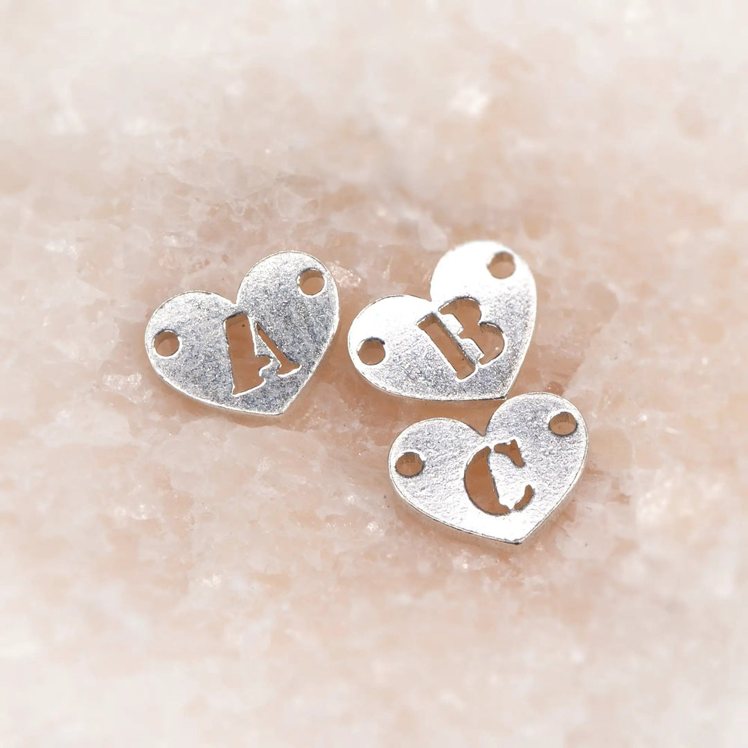 Initial Heart Connectors | 7.8mm | .925 Sterling Silver by Sunstone Welders
