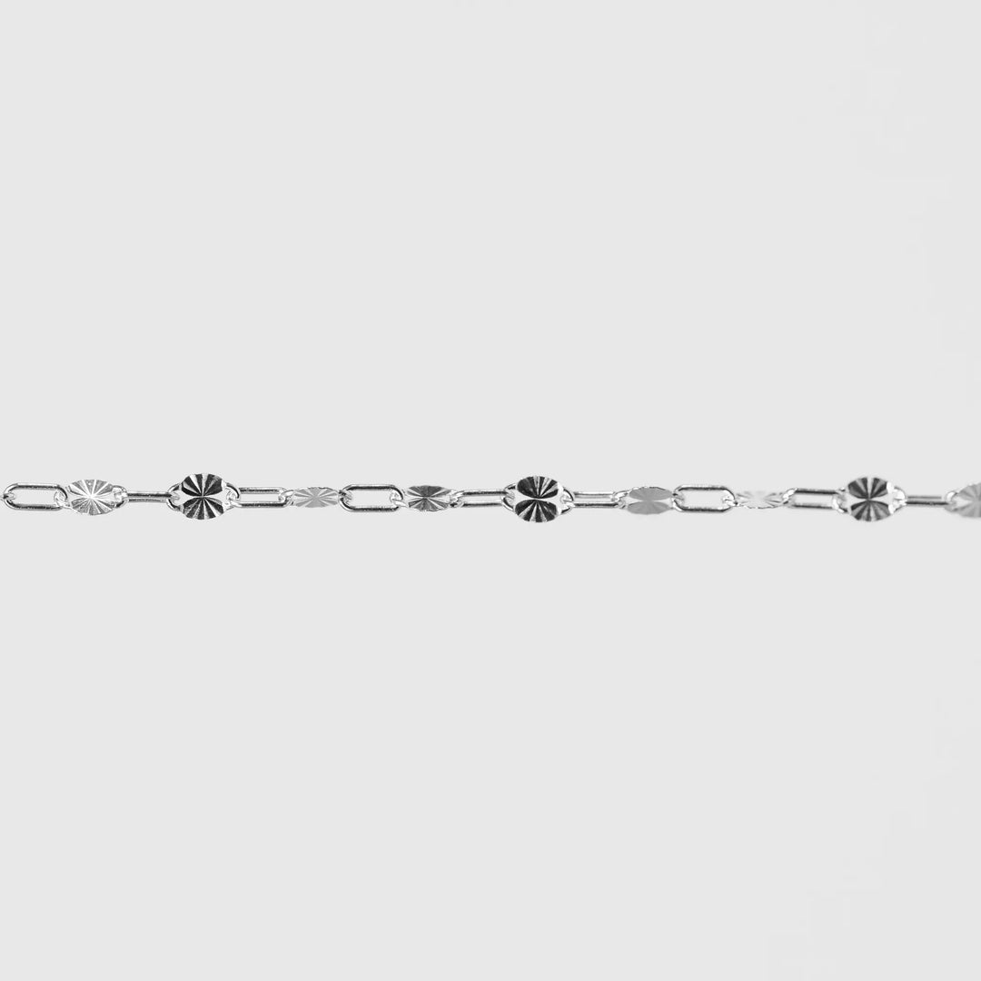 Oakley Permanent Jewelry Chain, Alternating Paperclip and Plain Starburst Links, Available in Sterling Silver and Gold Filled by Sunstone Welders