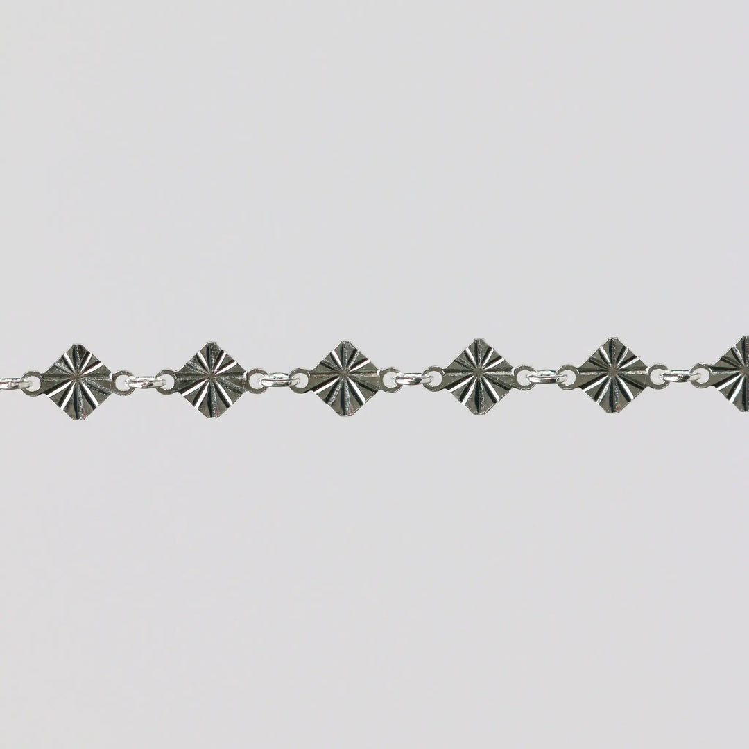 Antonella Permanent Jewelry Chain, Diamond Disc Design, Rolo Links, Available in Sterling Silver by Sunstone Welders