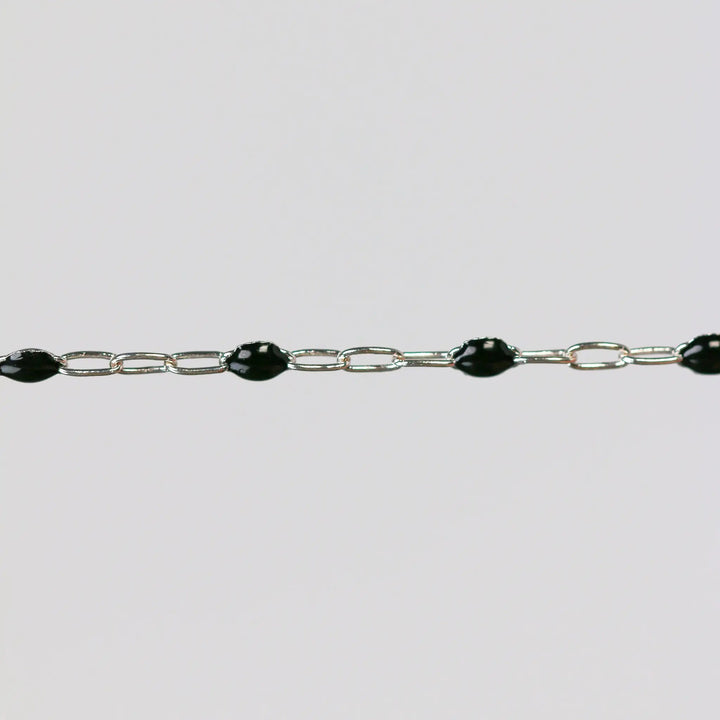 Ilaria Permanent Jewelry Chain, Black Enamel Design, Cable Links, Available in Gold Filled and Sterling Silver by Sunstone Welders