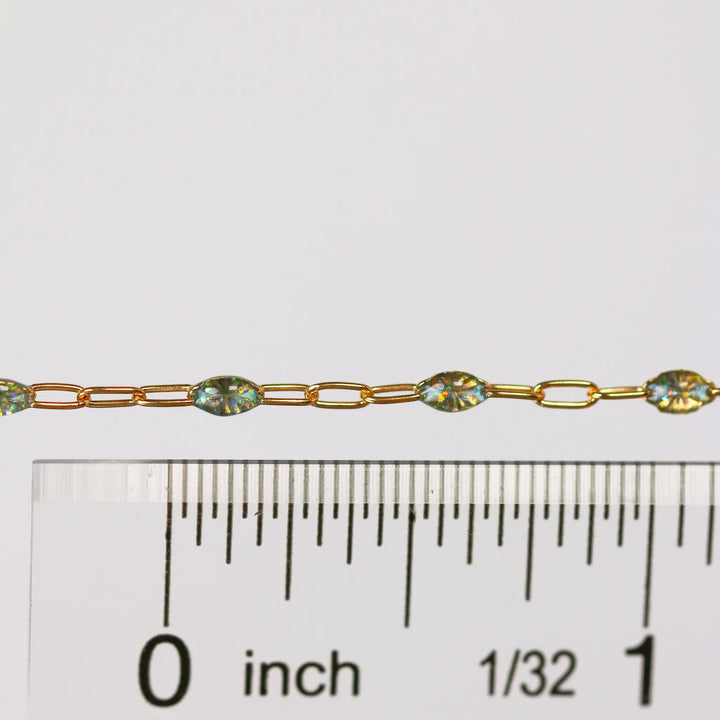 Benedetta Permanent Jewelry Chain, Opal Enamel Design, Cable Links, Available in Gold Filled and Sterling Silver by Sunstone Welders