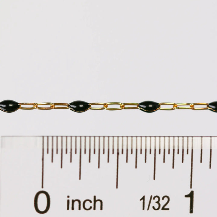Ilaria Permanent Jewelry Chain, Black Enamel Design, Cable Links, Available in Gold Filled and Sterling Silver by Sunstone Welders