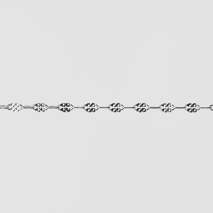 Megan Permanent Jewelry Chain, Alternating Paperclip Shiny Square Texture Links, Available in Sterling Silver and Gold Filled by Sunstone Welders