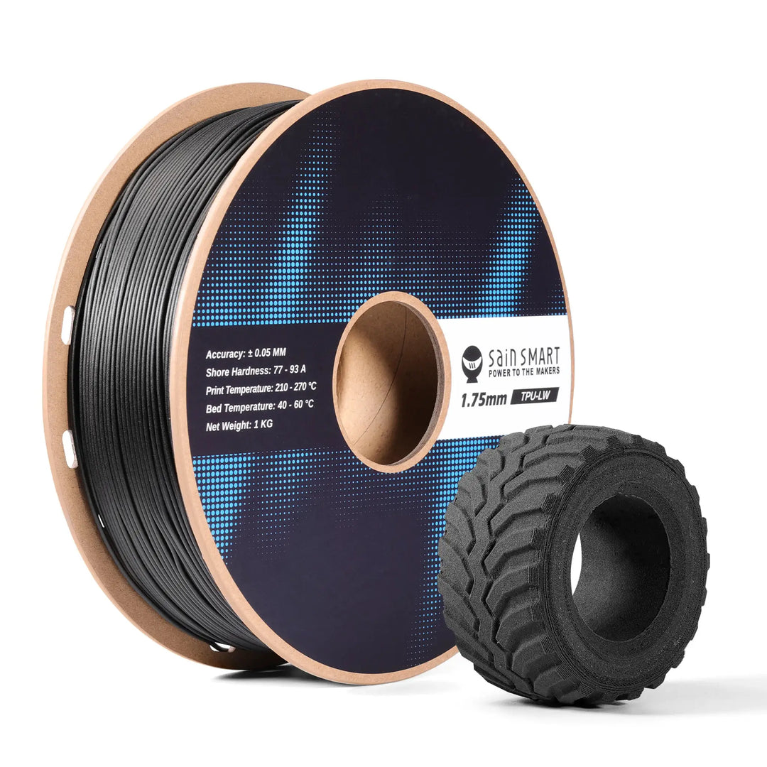 Lightweight TPU Filament 1.75mm, Foaming LW-TPU 77A–93A, High Resilience & Matte Finish by SainSmart.com