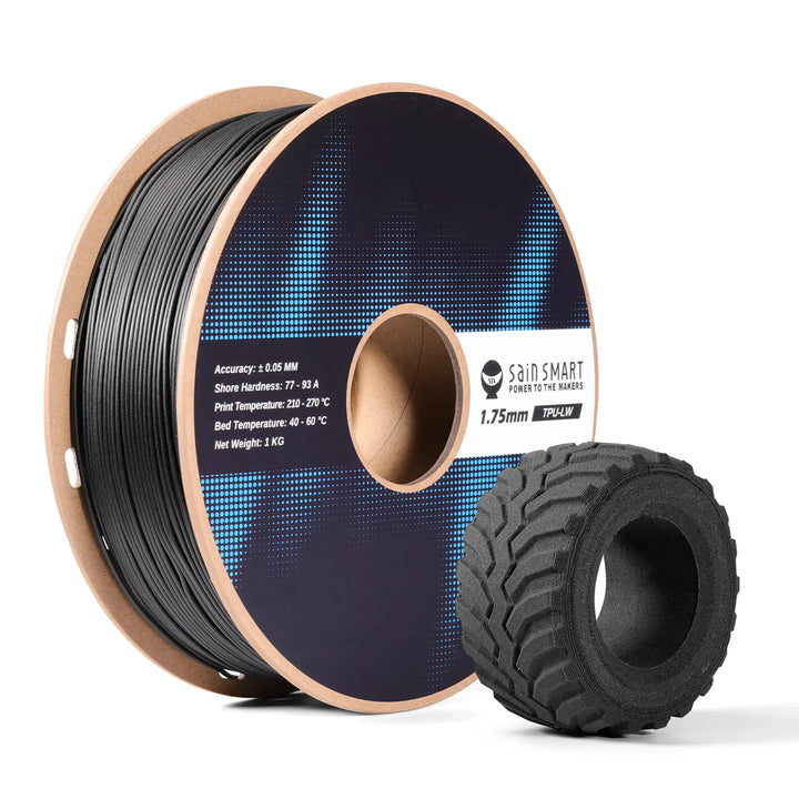 Lightweight TPU Filament 1.75mm, Foaming LW-TPU 77A–93A, High Resilience & Matte Finish by SainSmart.com