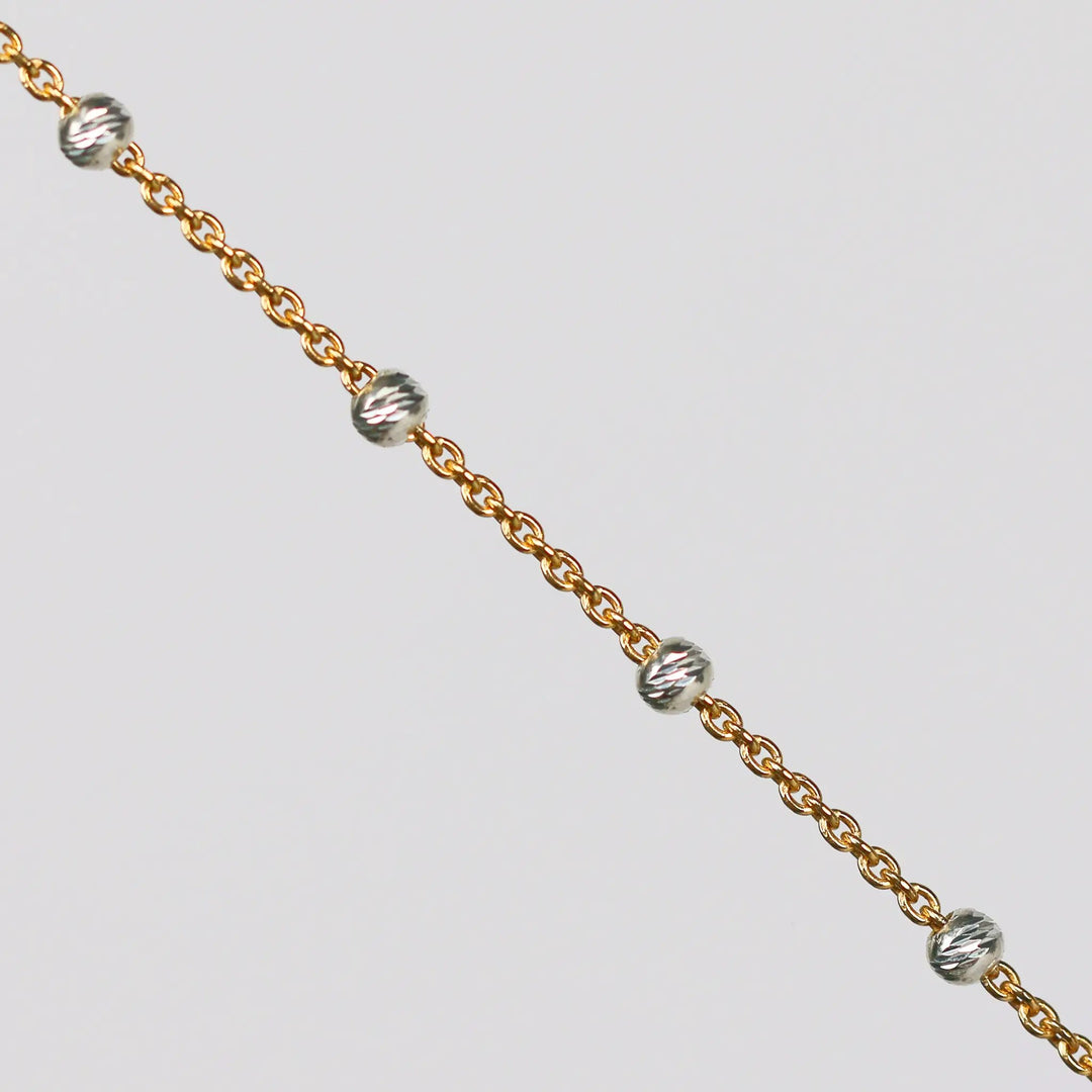 Teresa Permanent Jewelry Chain, Silver Bead Design, Cable Links, Available in Gold Filled with Sterling Silver Beads by Sunstone Welders