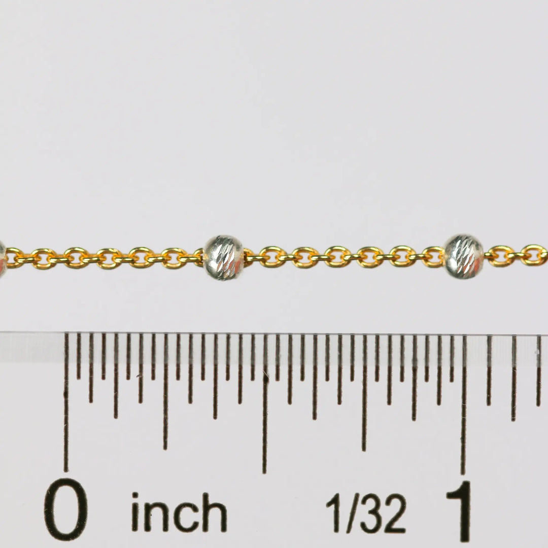Teresa Permanent Jewelry Chain, Silver Bead Design, Cable Links, Available in Gold Filled with Sterling Silver Beads by Sunstone Welders
