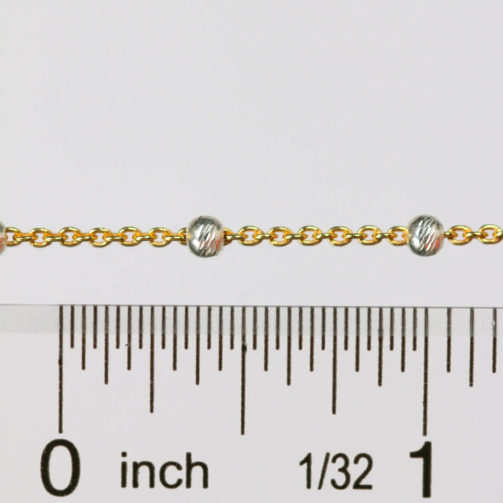 Teresa Permanent Jewelry Chain, Silver Bead Design, Cable Links, Available in Gold Filled with Sterling Silver Beads by Sunstone Welders
