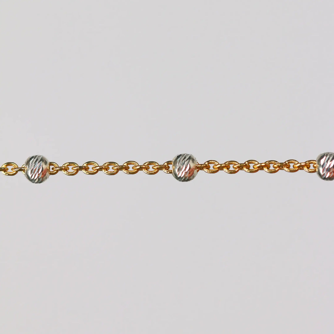 Teresa Permanent Jewelry Chain, Silver Bead Design, Cable Links, Available in Gold Filled with Sterling Silver Beads by Sunstone Welders