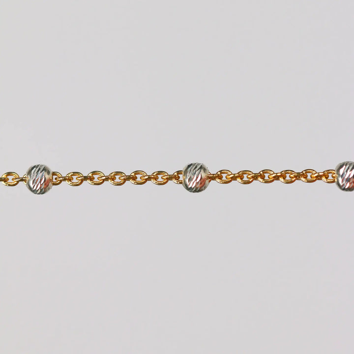 Teresa Permanent Jewelry Chain, Silver Bead Design, Cable Links, Available in Gold Filled with Sterling Silver Beads by Sunstone Welders