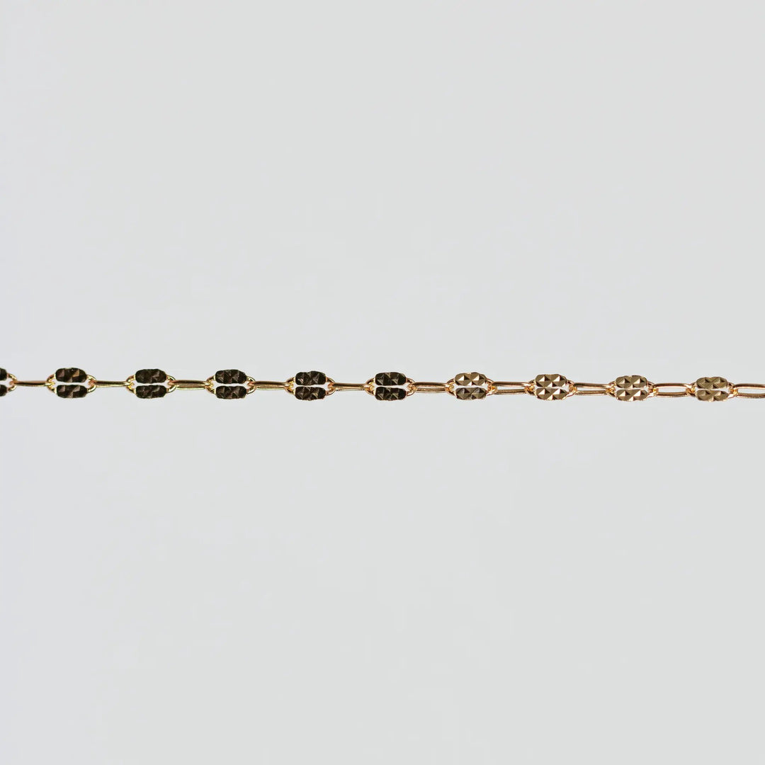 Megan Permanent Jewelry Chain, Alternating Paperclip Shiny Square Texture Links, Available in Sterling Silver and Gold Filled by Sunstone Welders