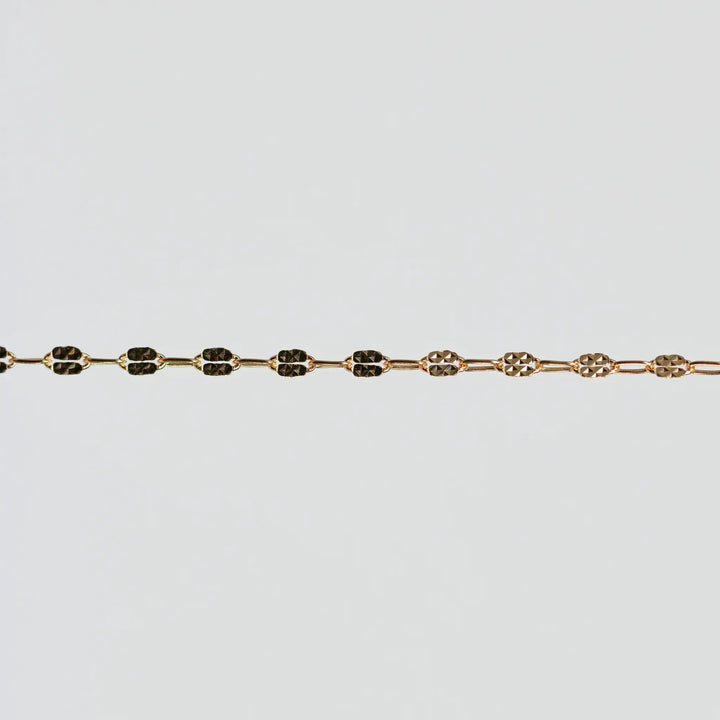 Megan Permanent Jewelry Chain, Alternating Paperclip Shiny Square Texture Links, Available in Sterling Silver and Gold Filled by Sunstone Welders