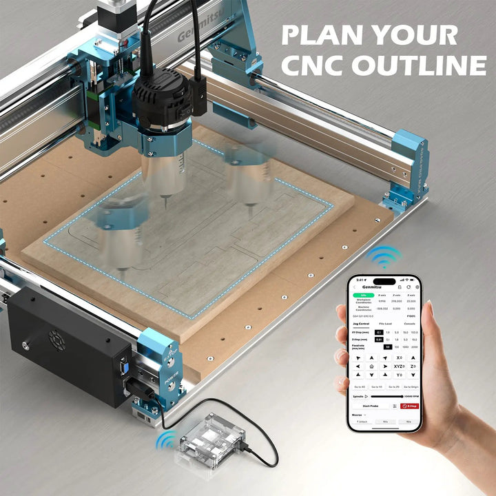 Genmitsu Wireless Wi-Fi Module & Offline Controller Kit for CNC Routers, App Control with 3D Toolpath Preview by SainSmart.com