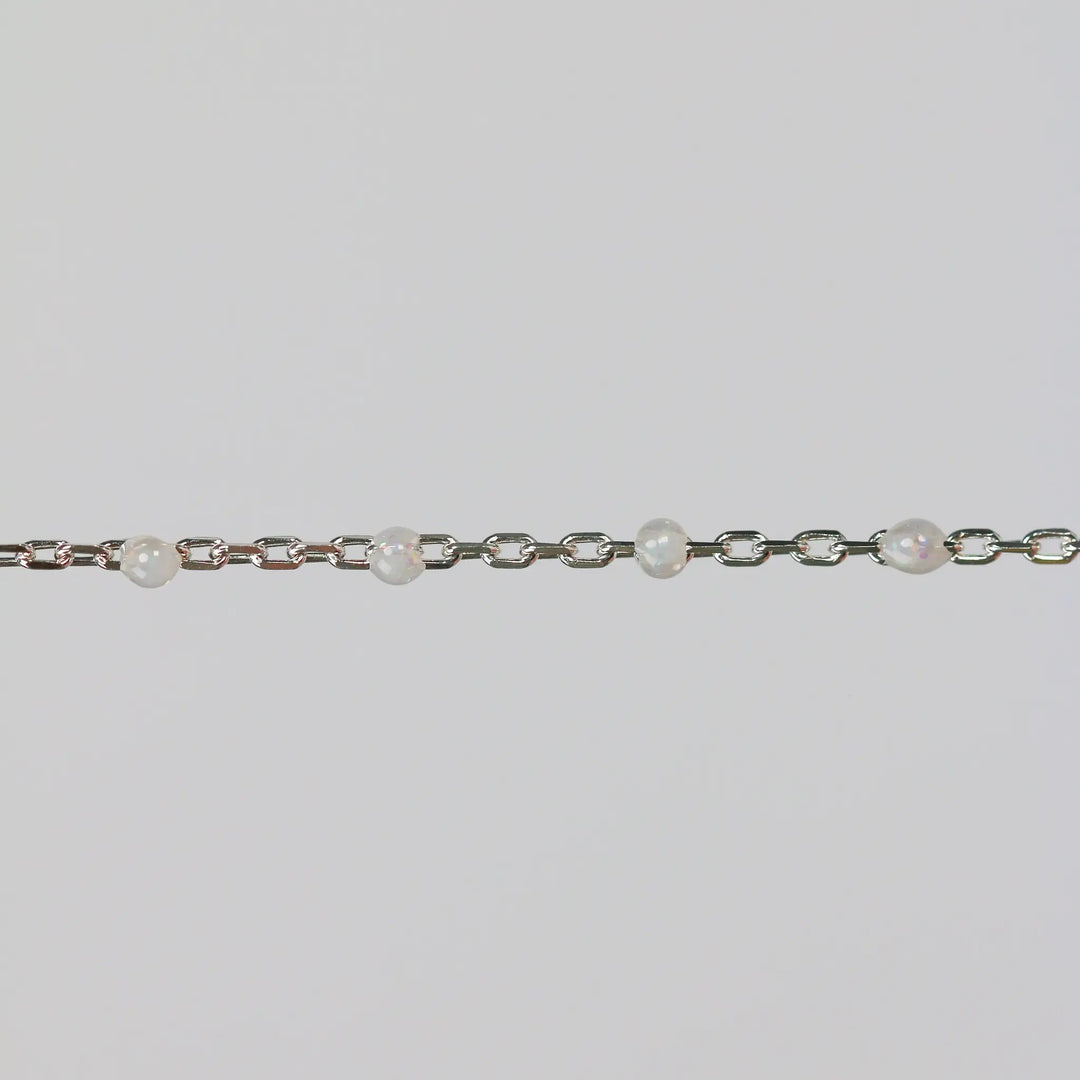 Viviana Permanent Jewelry Chain, White Opal Enamel Design, Cable Links, Available in Gold Filled and Sterling Silver by Sunstone Welders