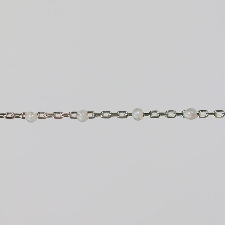 Viviana Permanent Jewelry Chain, White Opal Enamel Design, Cable Links, Available in Gold Filled and Sterling Silver by Sunstone Welders